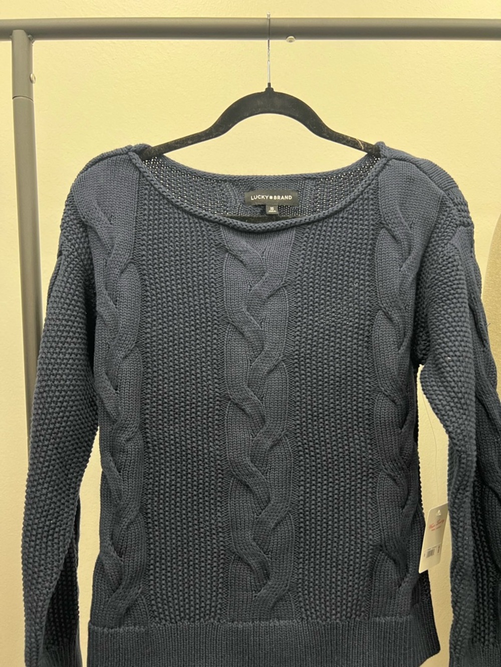 Lucky Brand Navy Cable Knit Crewneck Sweater